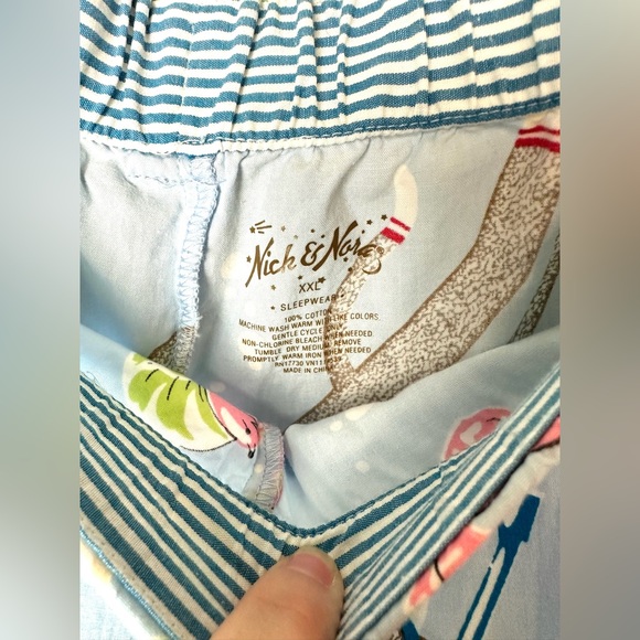 NICK & NORA Scuba Sock Monkey Pajama Pants Lounge Under The Sea Blue Red Lobster - Picture 12 of 12